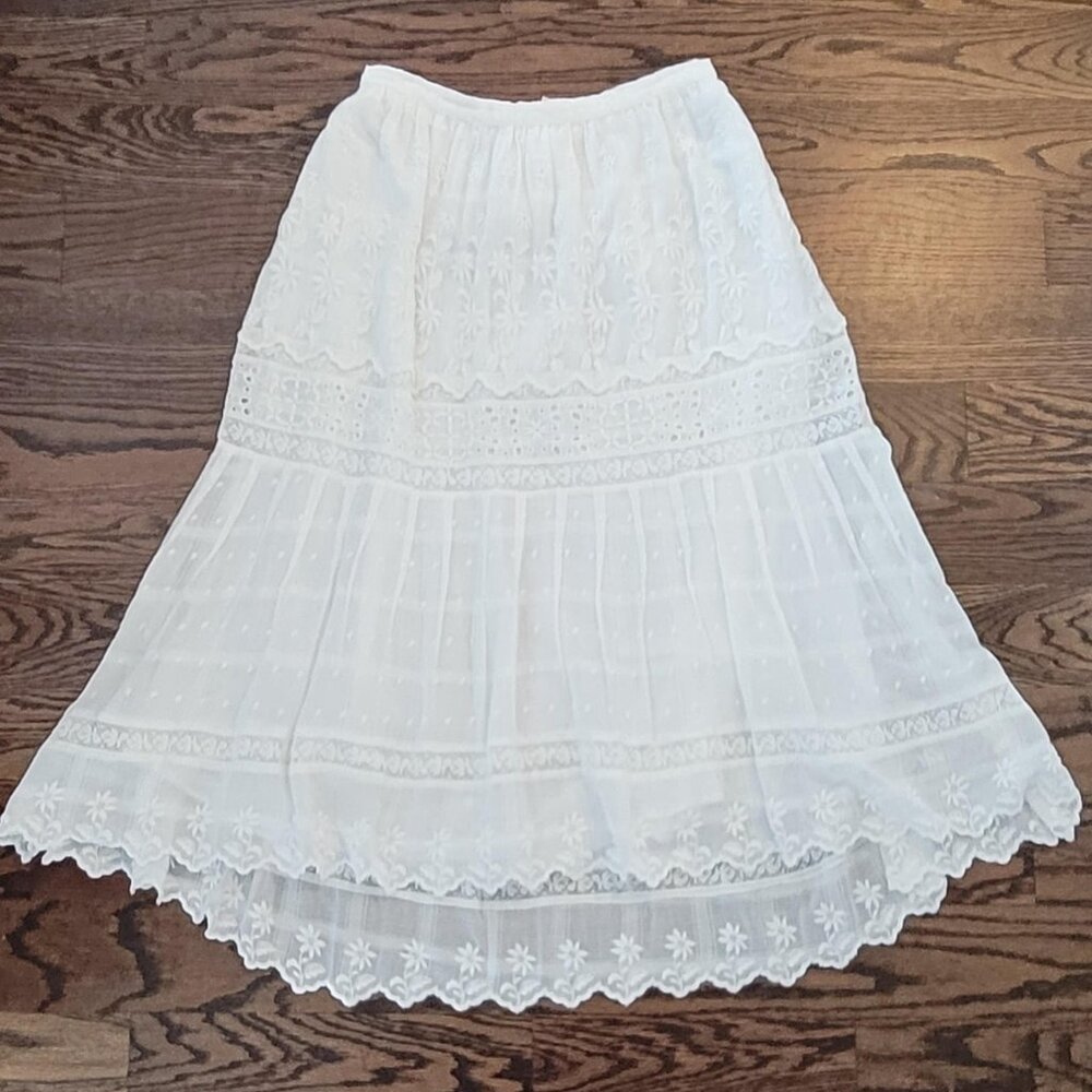 LoveShackFancy Elegant White Lace Skirt (M)